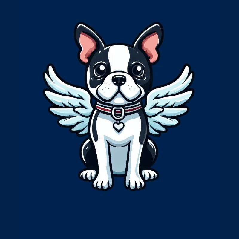Cute Boston Terrier Angel in Comic Style