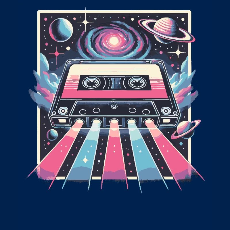 Retro Cassette Space Neon Galaxy
