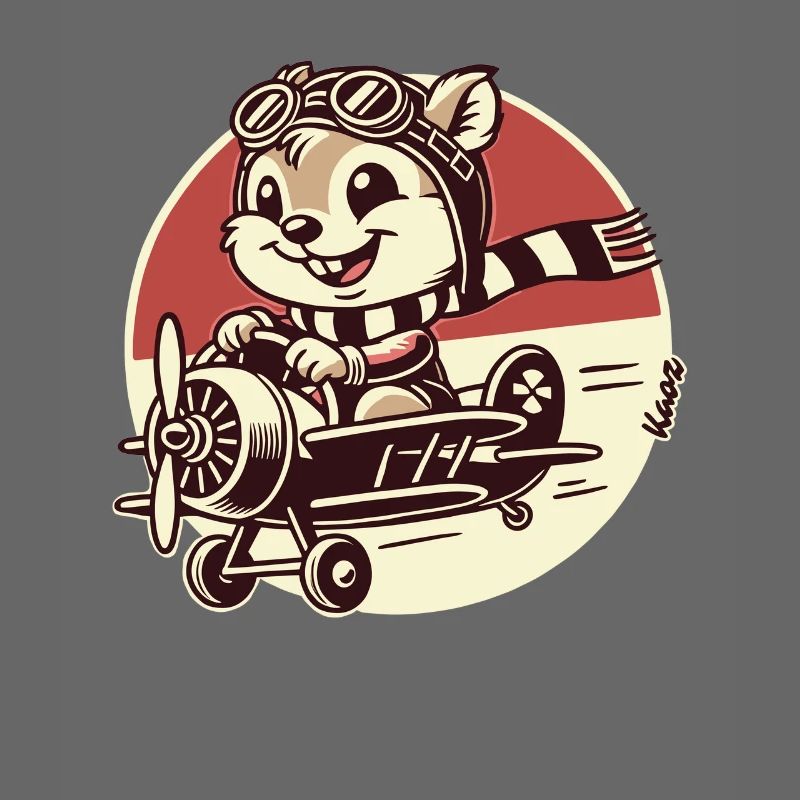 Lustiger Eichhörnchen Pilot im Propeller-Flugzeug