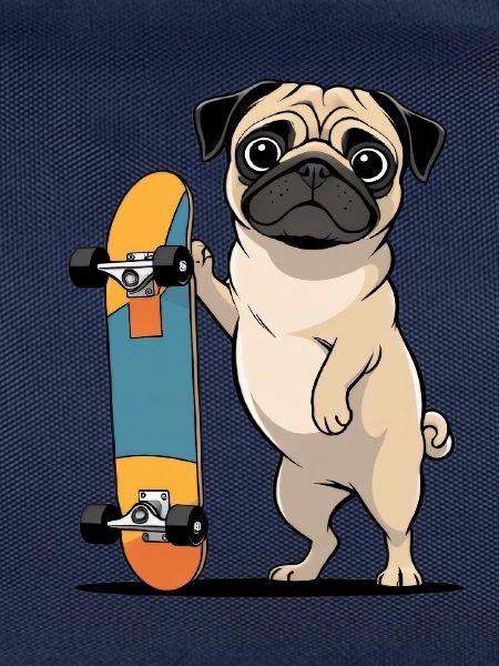 Pug mit Skateboard Illustration