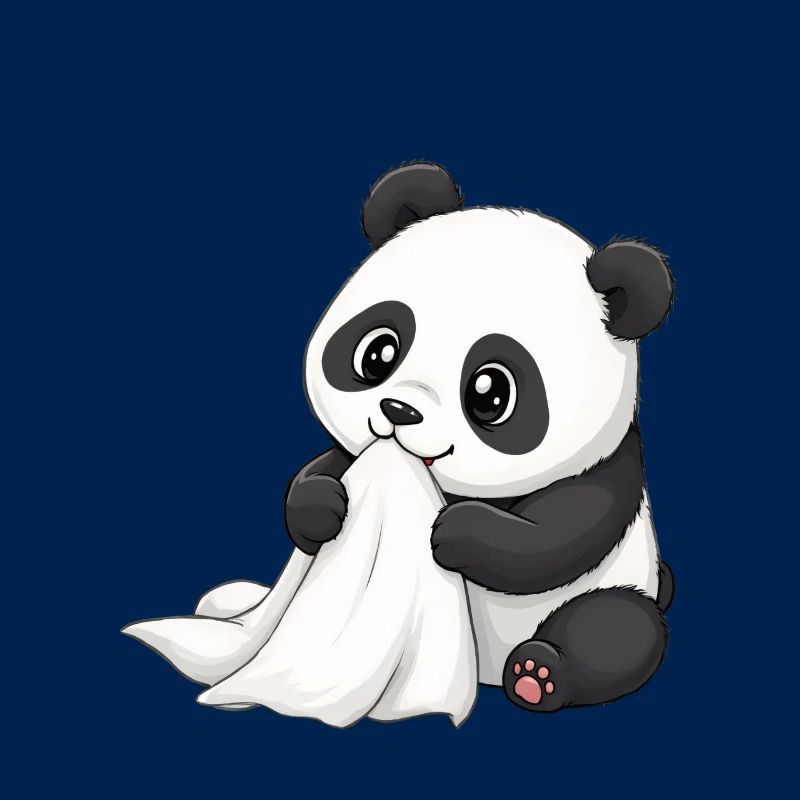 Bébé Panda avec une couette – Dessin animé mignon