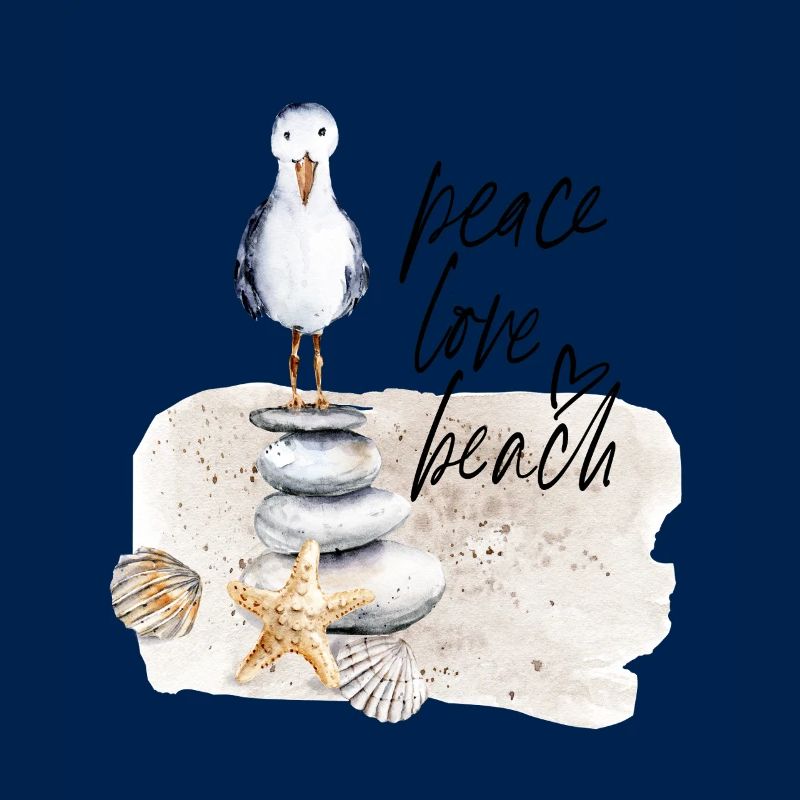 Beach Bird on Stone Stack Watercolors