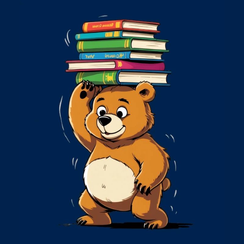 Lernbär mit Bücherstapeln
