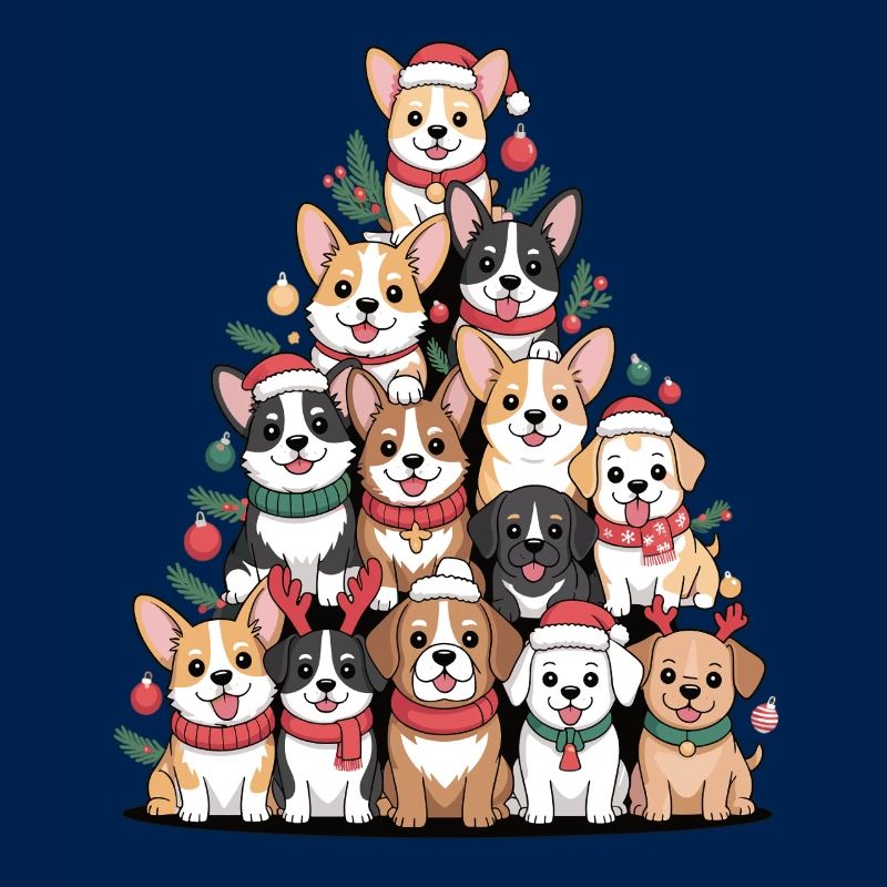 Pyramide de chien de Noël – Drôle de look de Noël