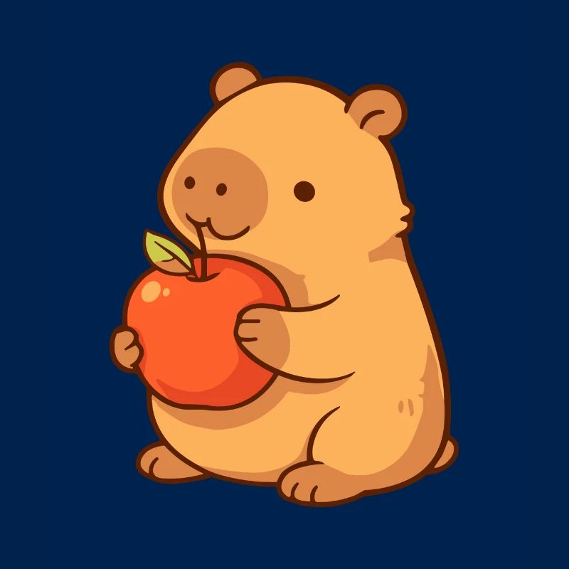 Illustration de capybara avec pomme