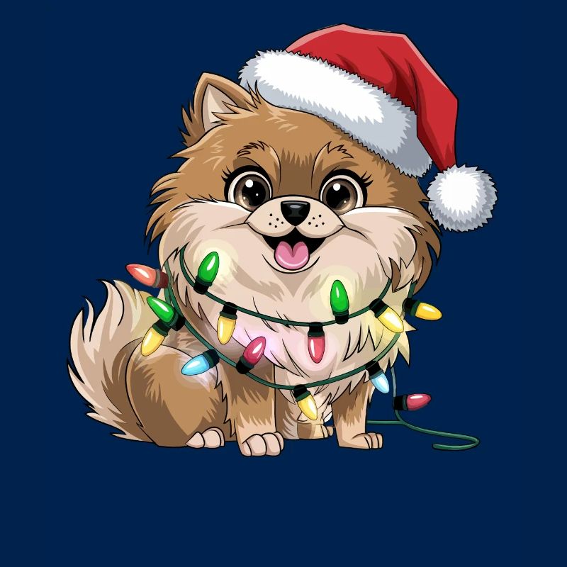 Weihnachtshund mit Lichterkette