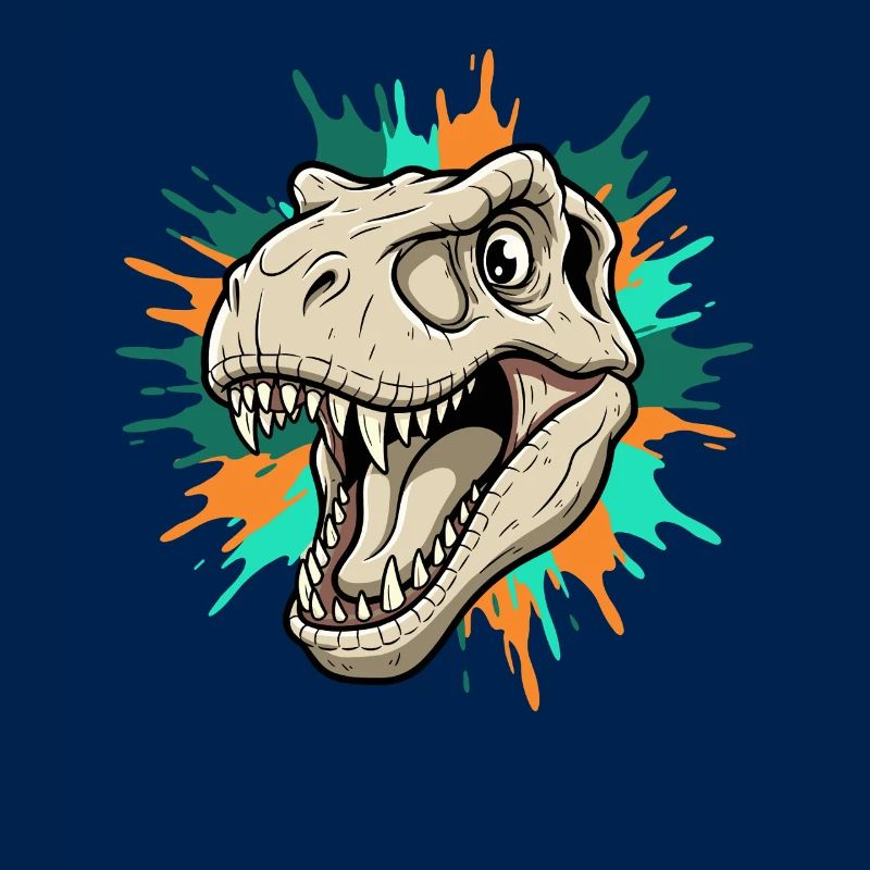 Tête de T-Rex avec des éclaboussures de peinture