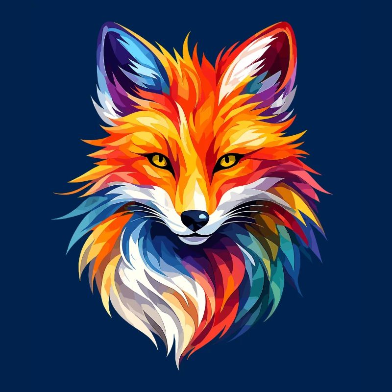Conception colorée de polygones de renard – Art moderne de renard