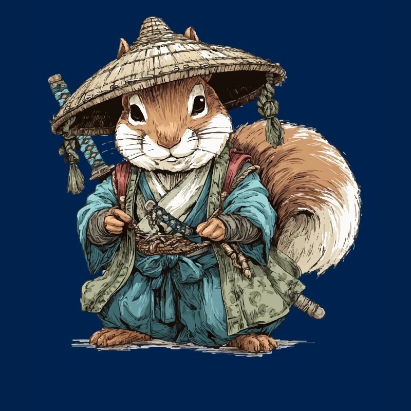Squirrel Samurai in Blue Kimono