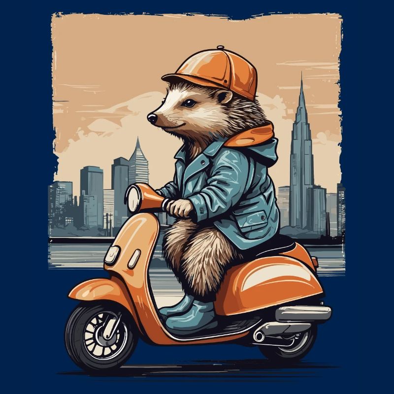 Hérisson mignon sur scooter