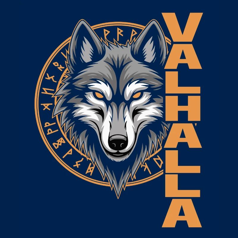 Nordischer Wolf Valhalla Runen Design