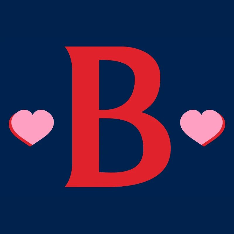 Letter b red hearts