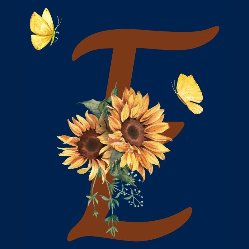 Lettre e tournesol papillon