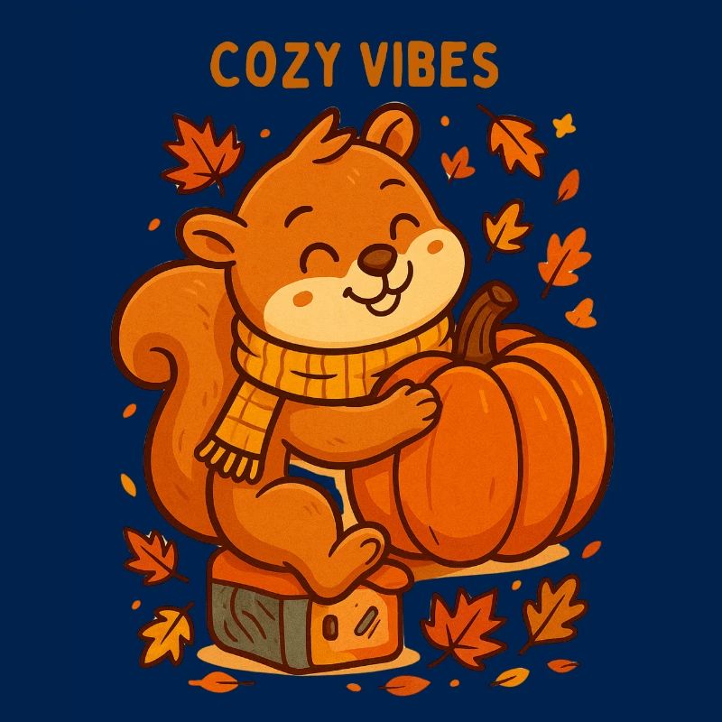 Kuscheliges Eichhörnchen mit Kürbis Herbst