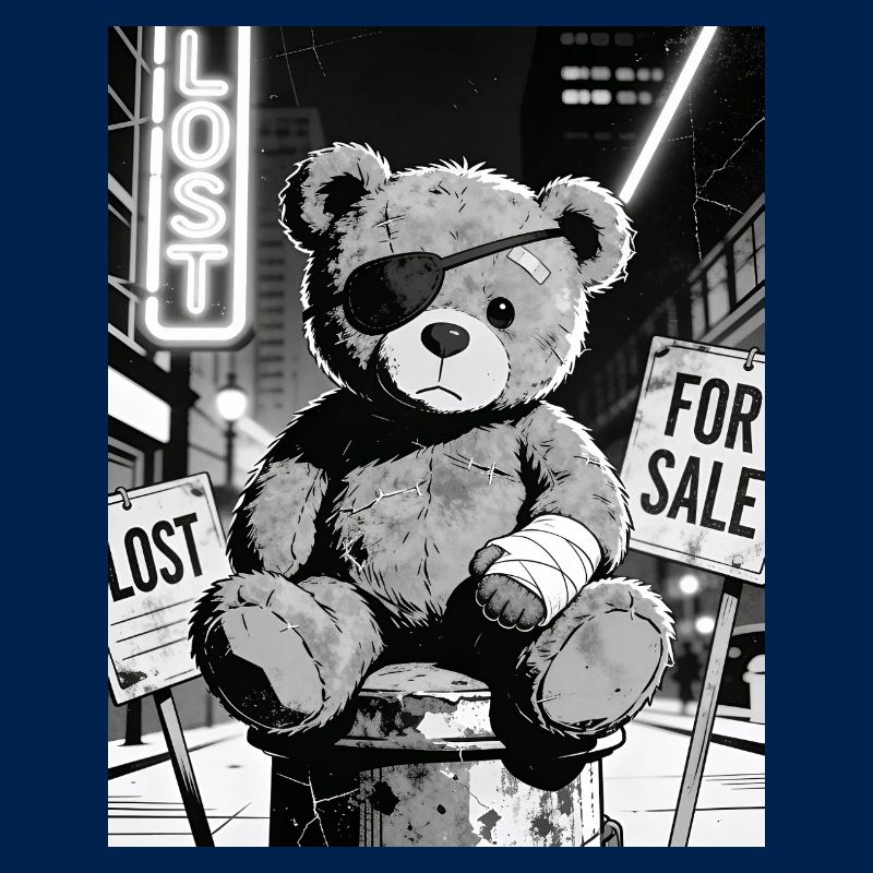 Neon Noir Bear with Eye Patch