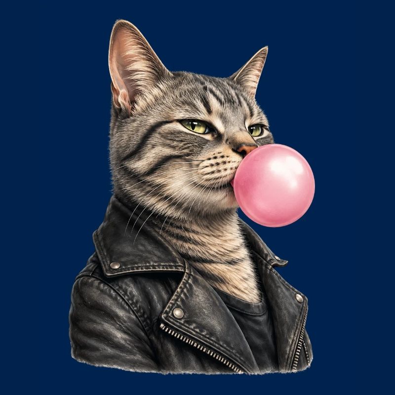 Coole Katze mit Lederjacke