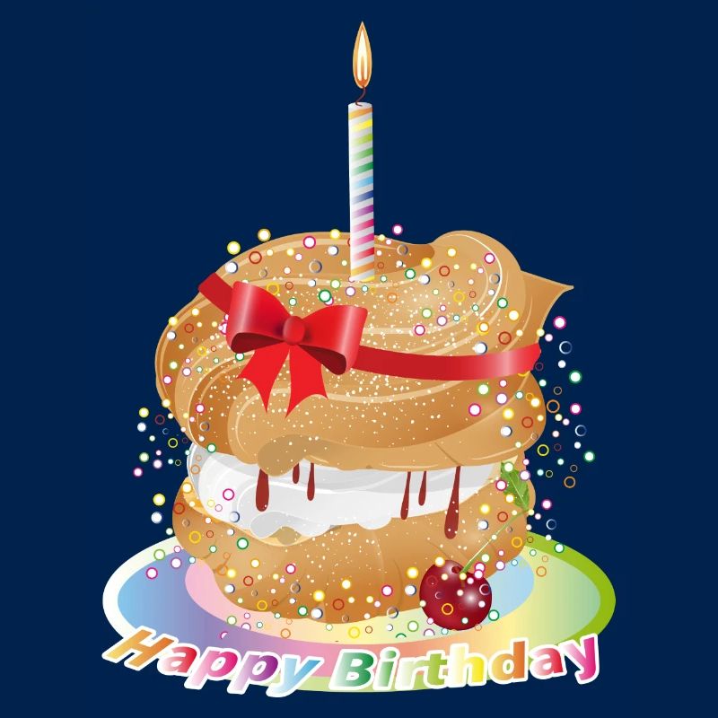 Zum Geburtstag ein gefüllter Windbeutel mit Kerze