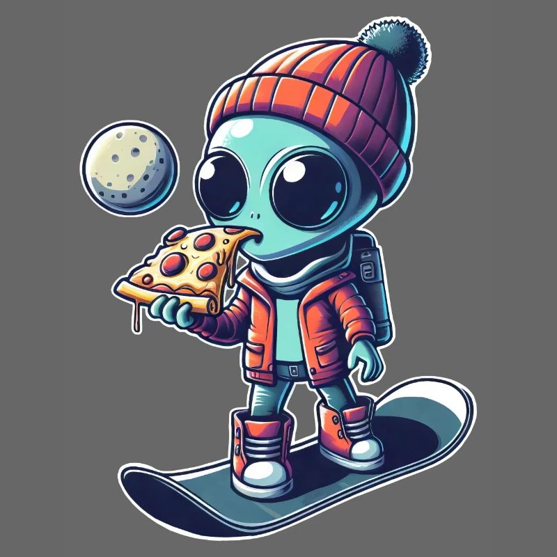 Mignon Comic Alien Snowboard Snowboarder