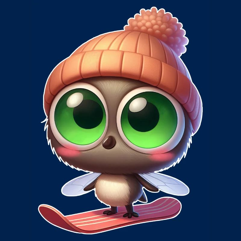 Süße Mücke Snowboard Comic Winterspaß
