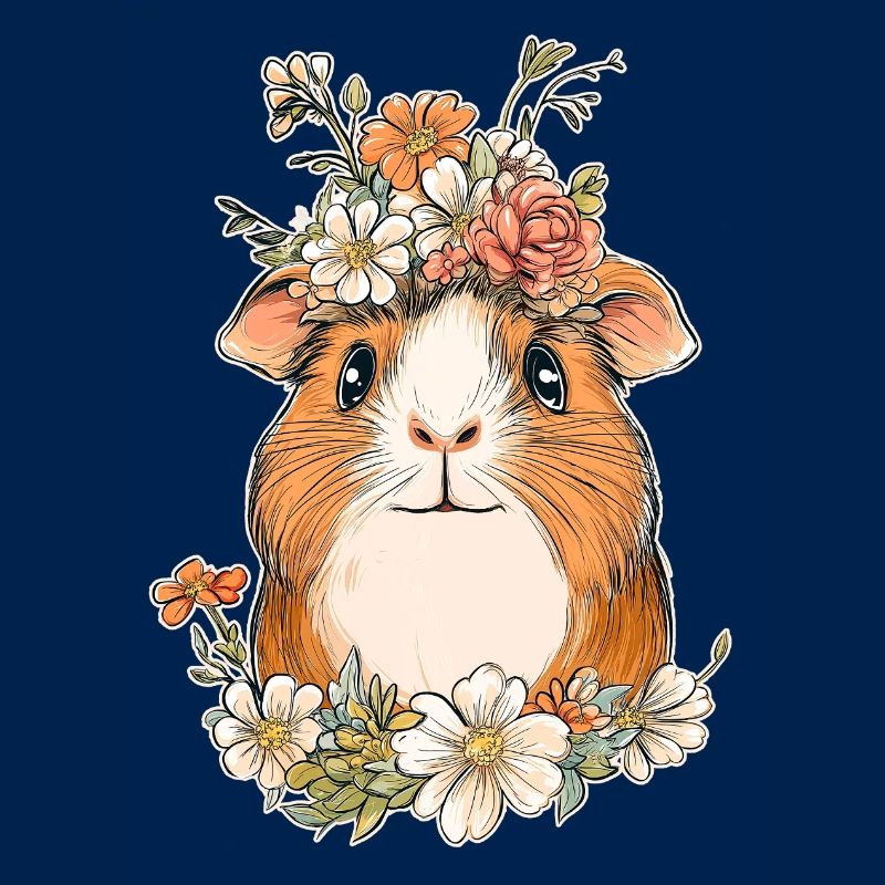 Cochon d’Inde avec des fleurs