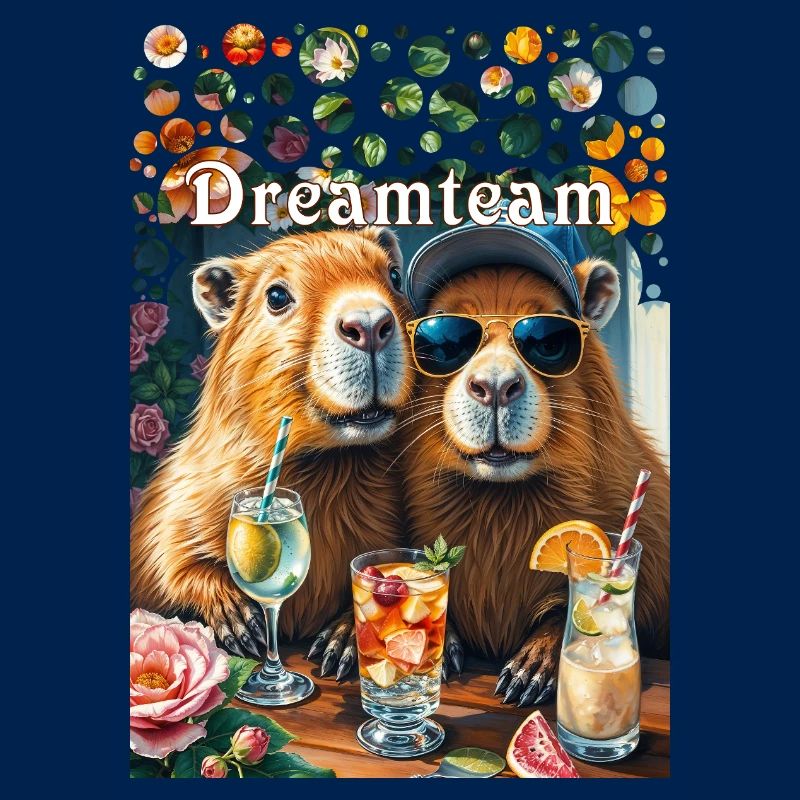Dreamteam Capybara Couple Teamwork Leisure Time