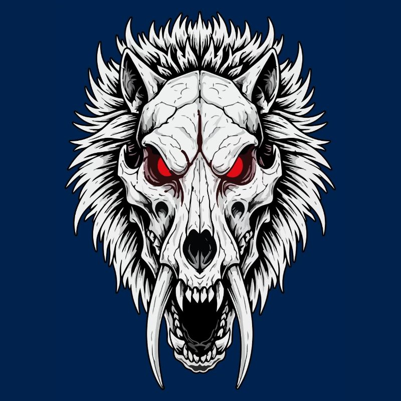 Crâne de Loup Sabertooth Chamanique Yeux Rouges