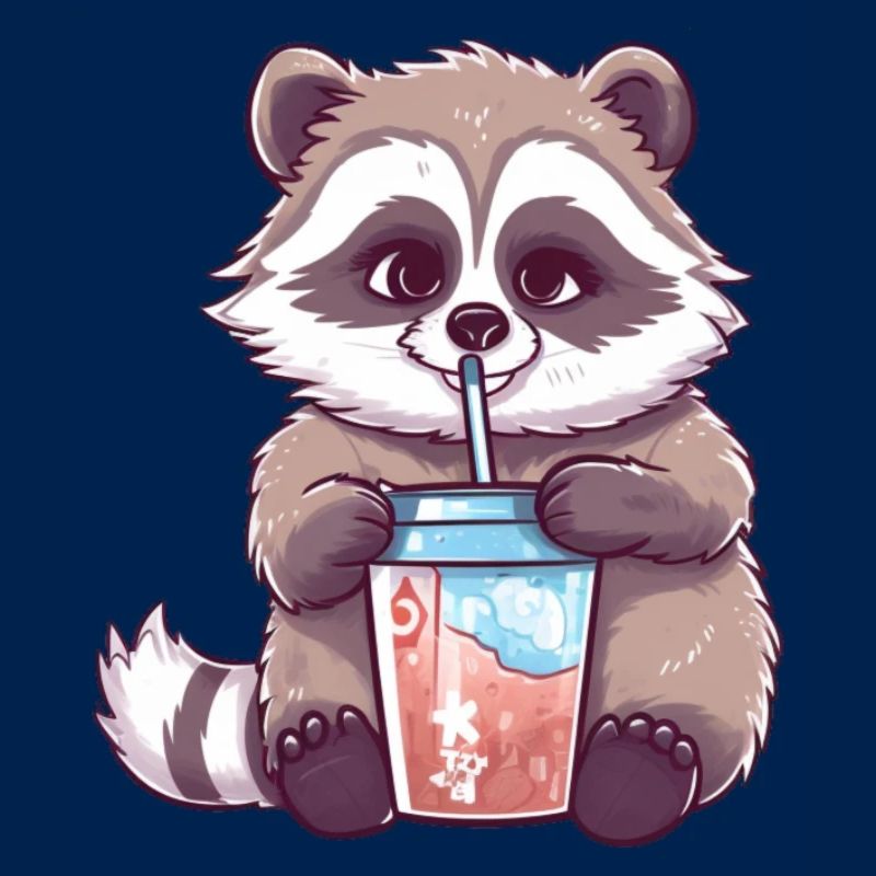 Waschbär mit Eiskaffee