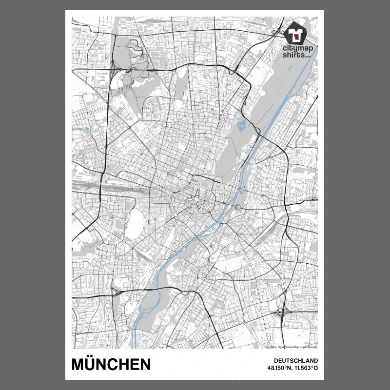 Munich Basic city map black and white