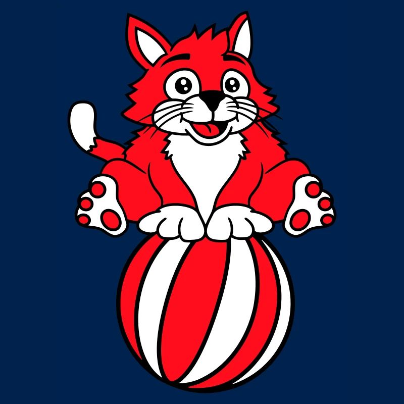 Zirkus Katze Balanciert Strand Ball Spiel Spaß Fun