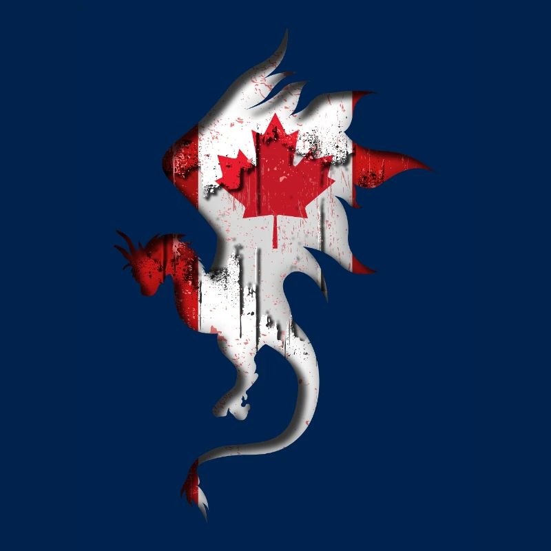 Drapeau du Canada - Canada - Silhouette de dragon