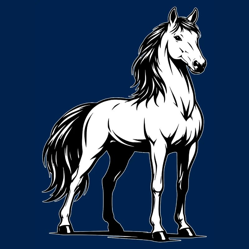 Pferd_stehend_Schwarz-White