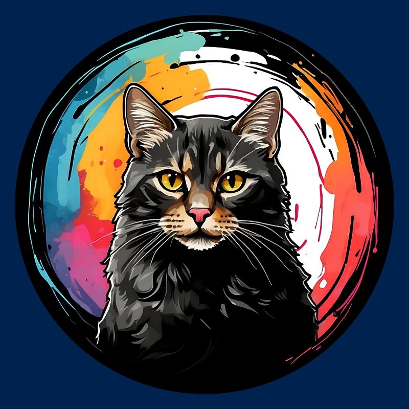 Portrait de chat mignon en technique d'aquarelle dans un cercle
