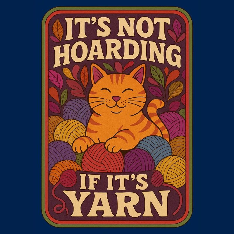 Hoarding Yarn Cat Illustration