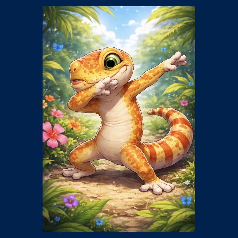 Dabbing-style tropical gecko