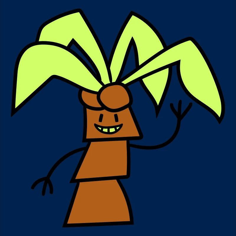 Funny Cute Palm Tree Waving Happy Face Comic