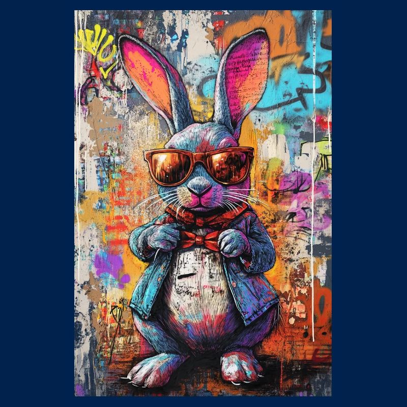 Bunter Graffiti Hase Sonnenbrille