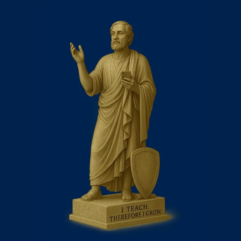 Teaching philosopher with smartphone