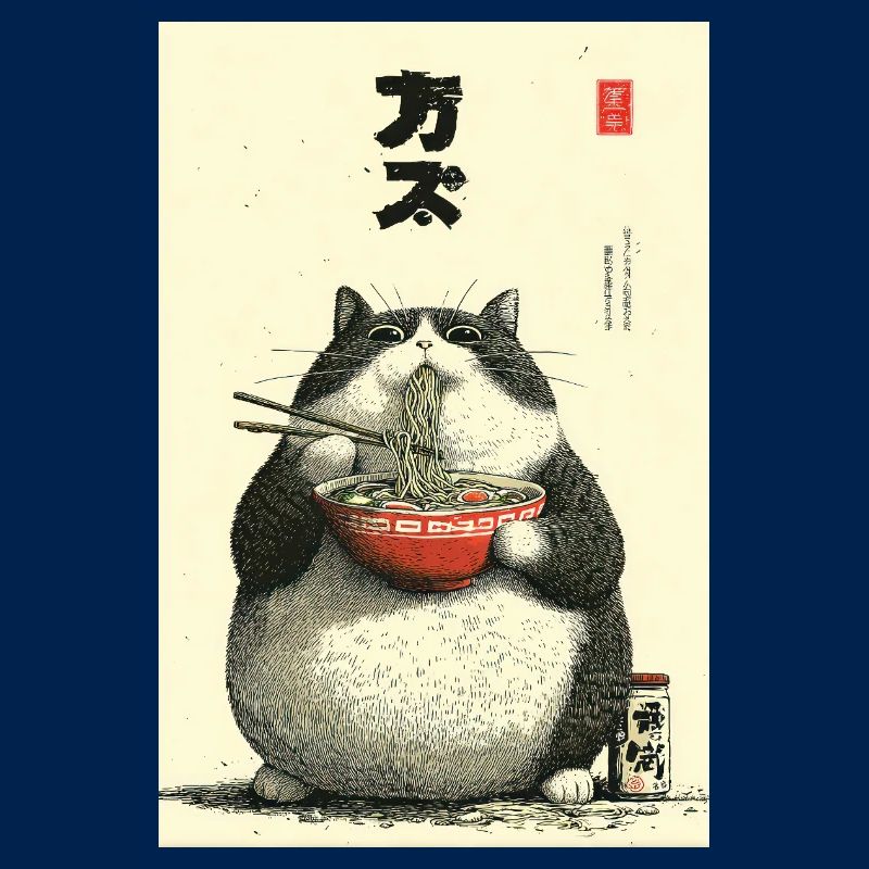 Chonky Cat Ramen Ukiyo-e