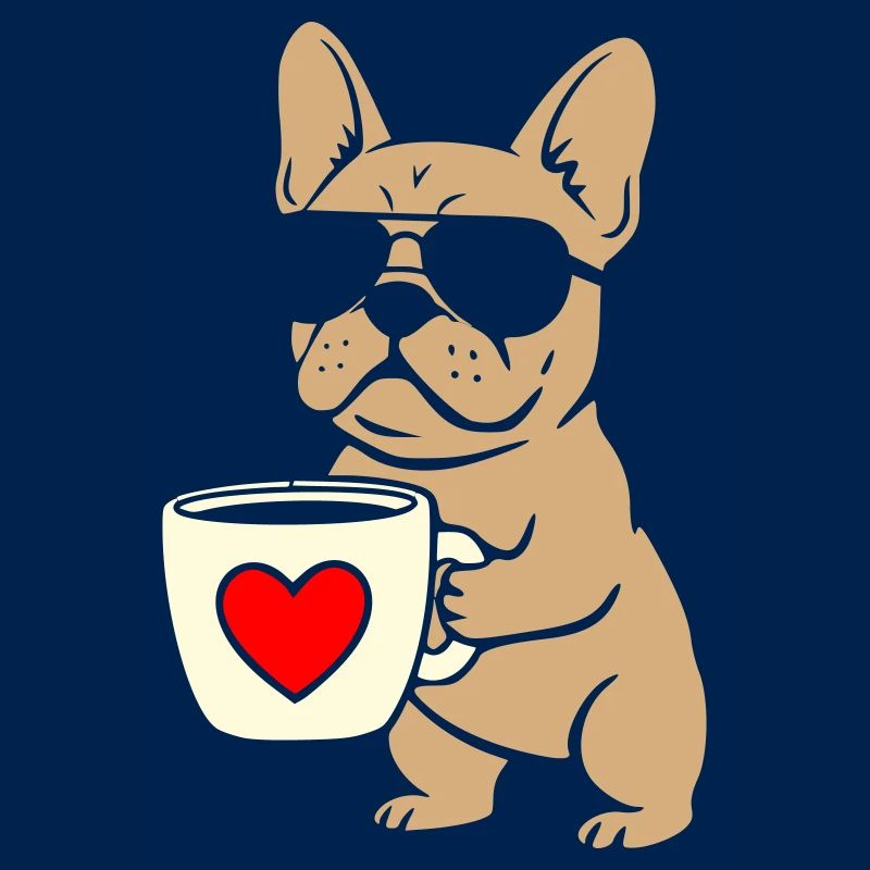 Frenchie Coffee Flat Design
