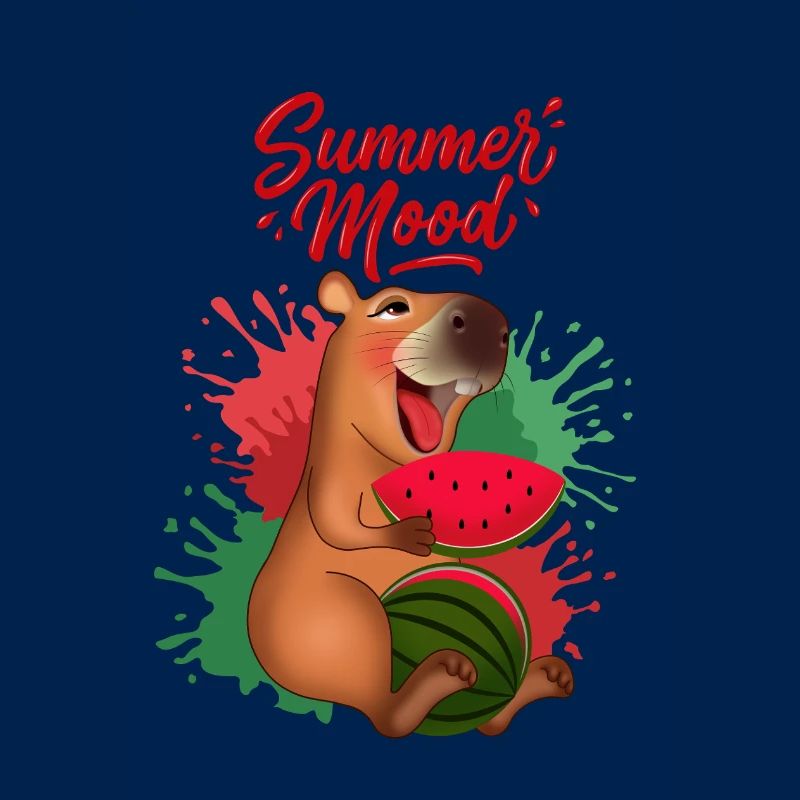 Lächelnde Capybara mit Wassermelone