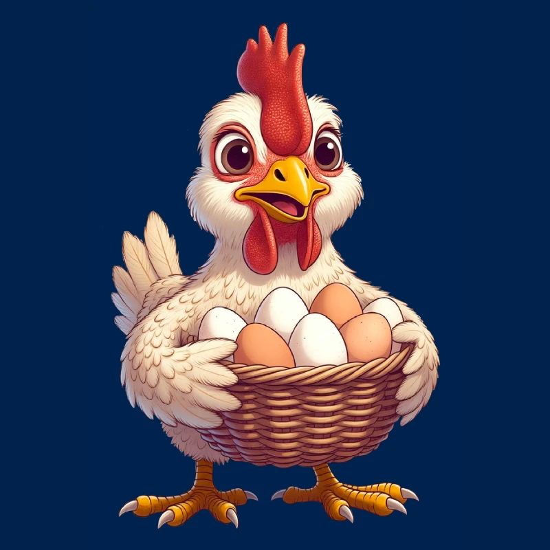 Huhn mit Eierkorb
