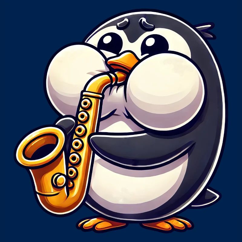 Pinguin Saxofon klassische Musik Dicke Backen