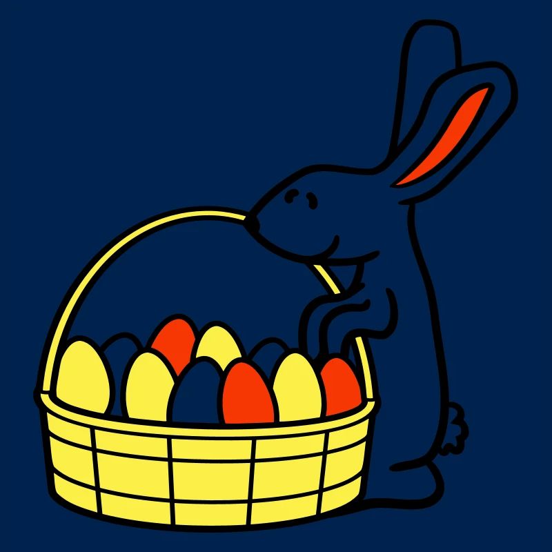 Bunny basket Easter eggs looking Easter bunny colorful eggs