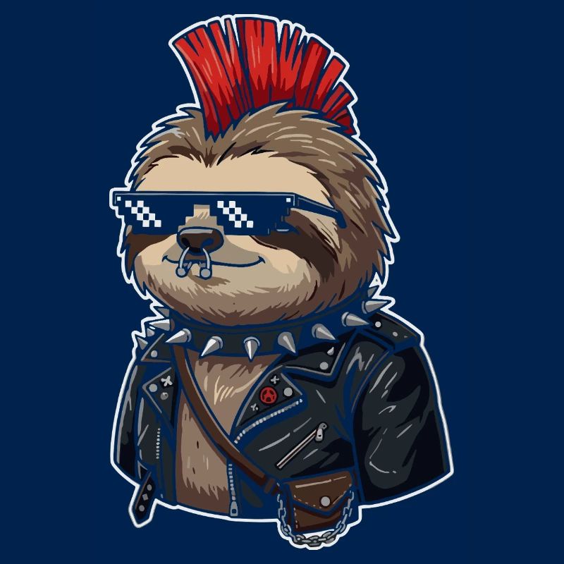 Punk-Sloth im Lederlook