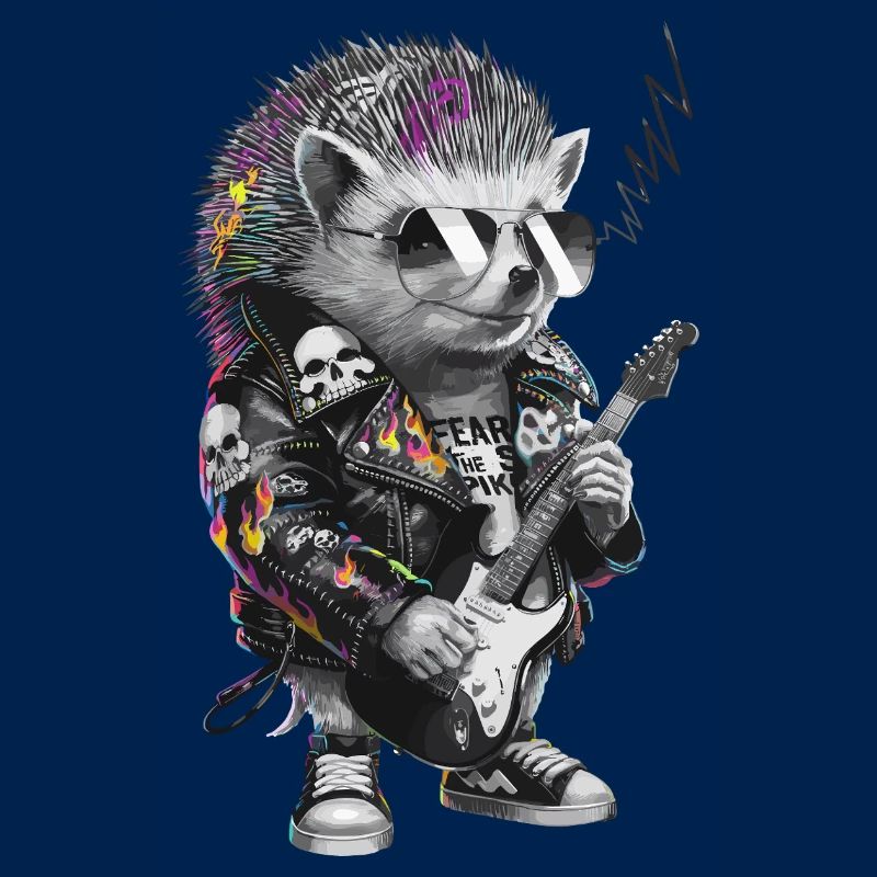 Punkig Igel mit E-Gitarre