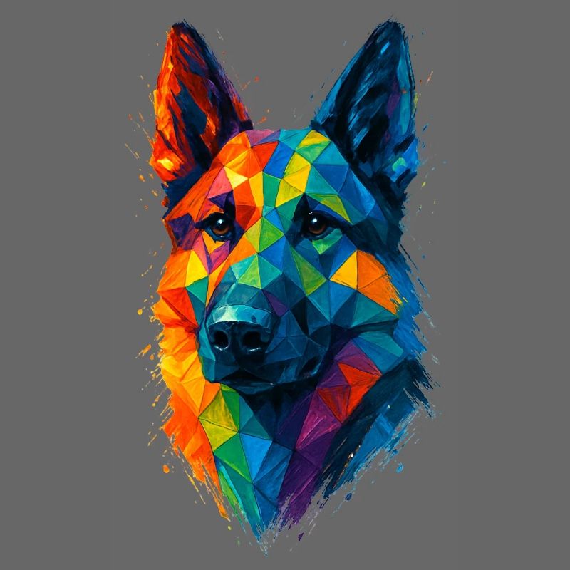 Low Poly Geometric German Shepherd Dog