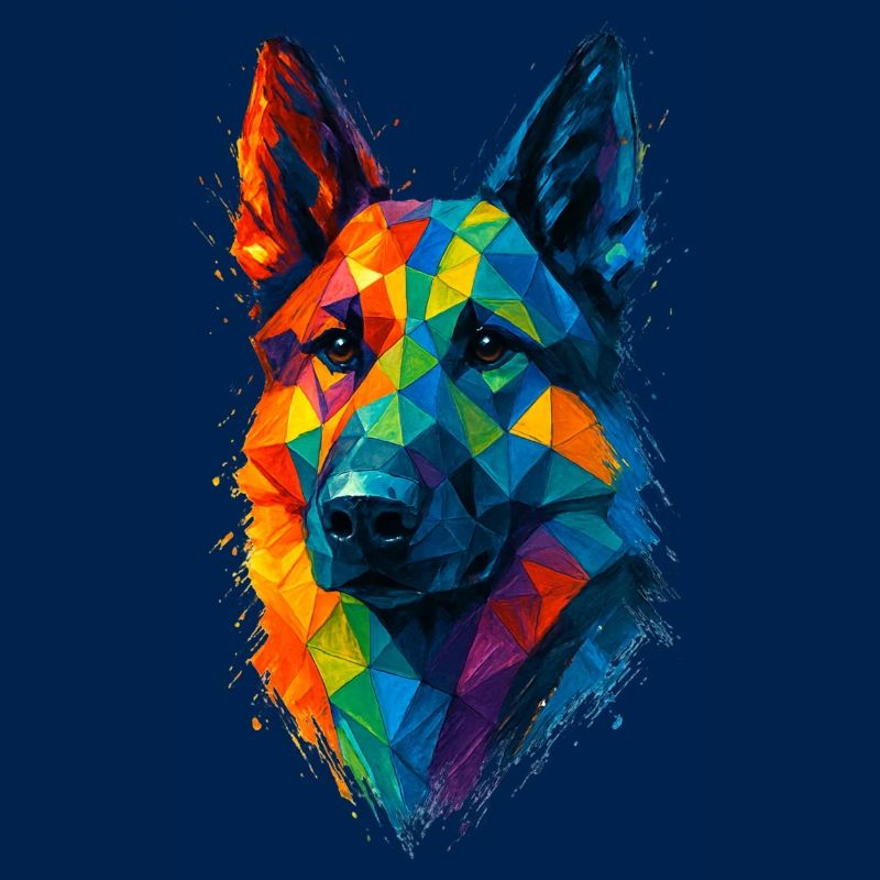 Low Poly Geometric German Shepherd Dog