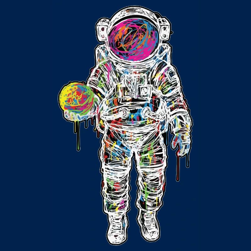 Astronaute Espace Scribble Peinture Planète