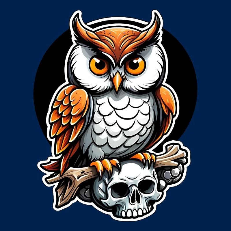 Owl sitting on Skull