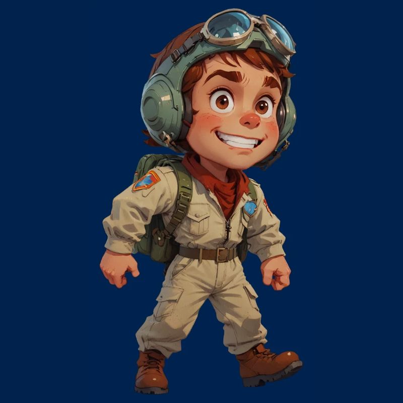 Pilote de chasse de dessin animé mignon